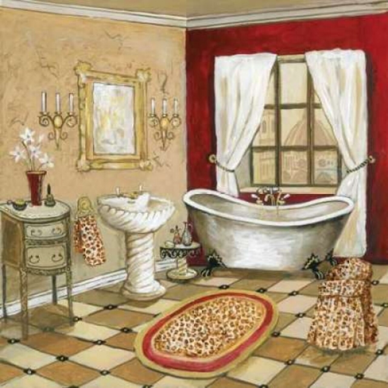 Leopard Florentine Bath Poster Print by Gregory Gorham - Item # VARPDXGOR367
